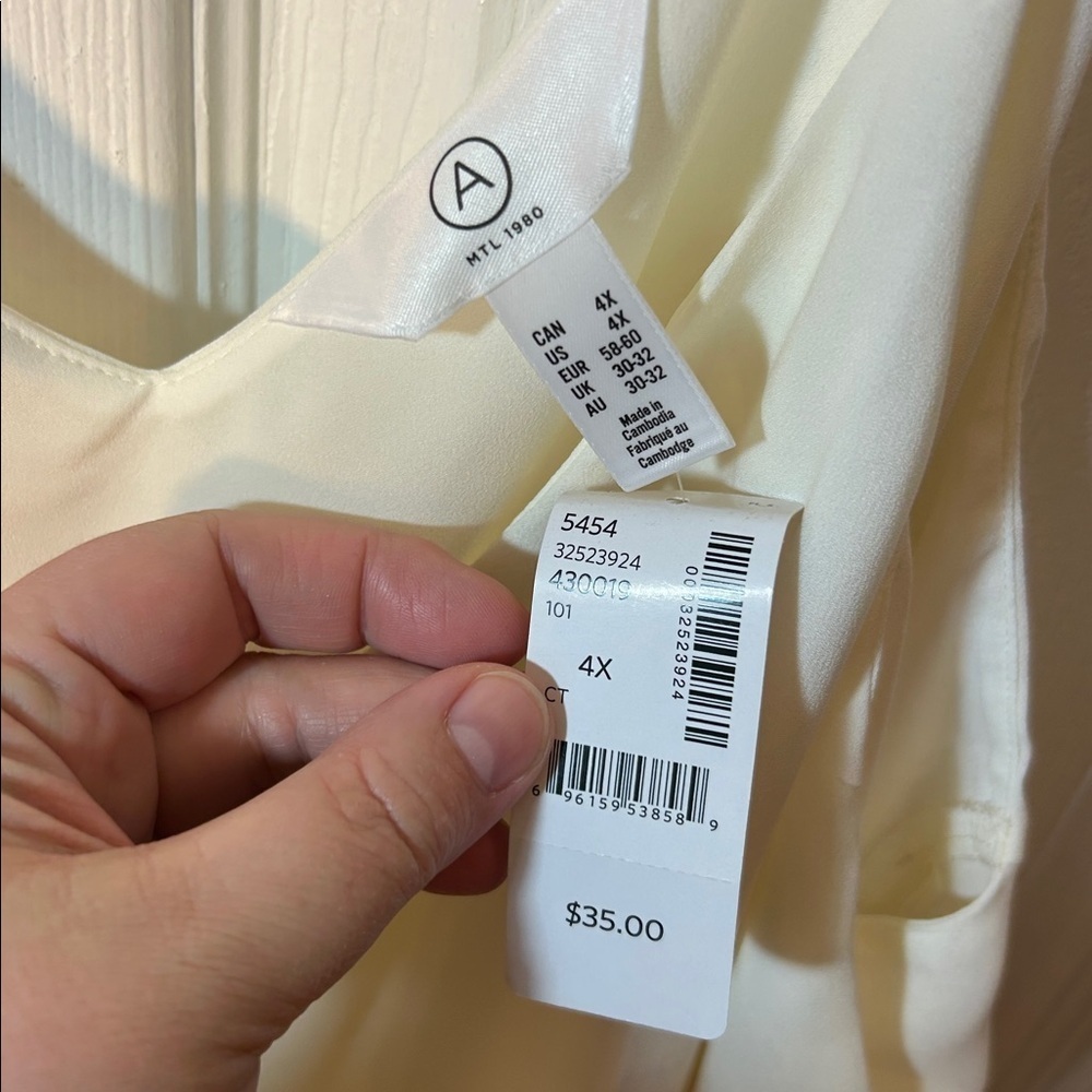 Pennington’s Addition Elle cream coloured V-neck camisole tank top size 4X NWT - Picture 3 of 6